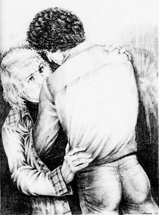 Starsky and Hutch in tentative embrace.